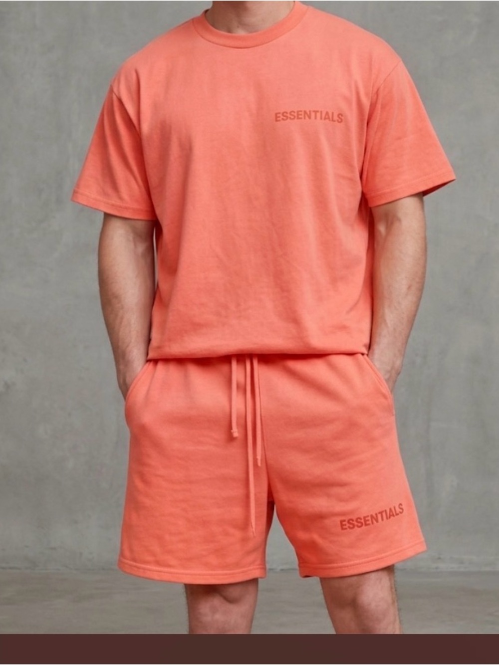 Essentials Coral Crewneck Tee & Drawstring Shorts Set